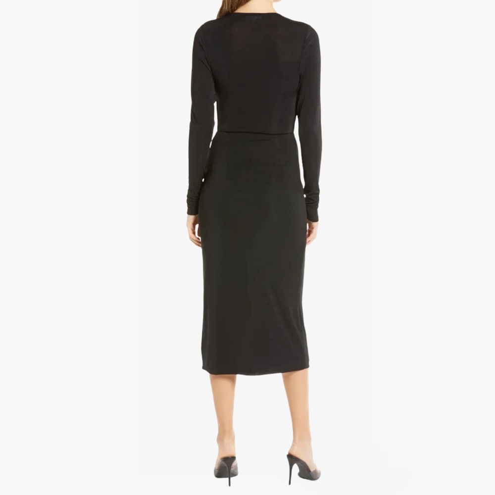 Good American Shimmer Long Sleeve Faux Wrap Dress - M - Picture 5 of 16